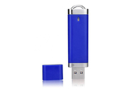 Cor azul do plástico 16G 2,0 USB com logotipo personalizado e pacote do tipo da vida da mostra